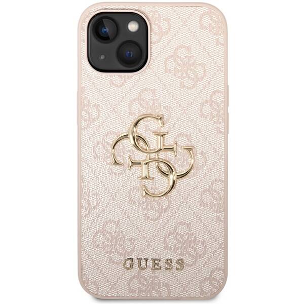 Kryt na mobil Guess 4G Metal Logo na Apple iPhone 15 ružový

