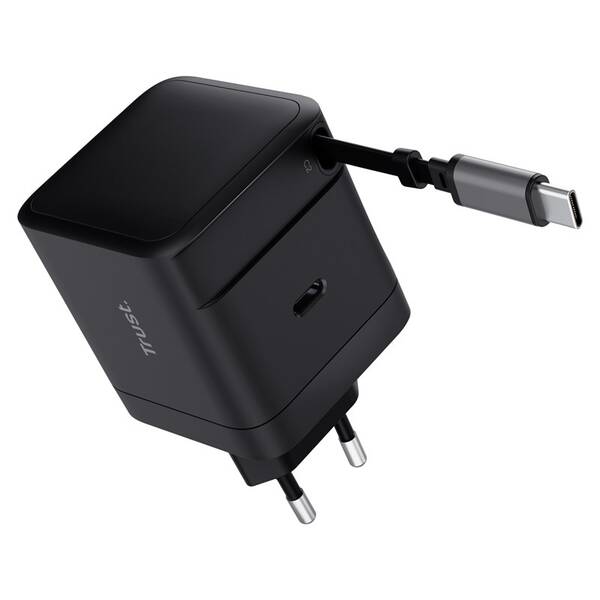 Nabíjačka do siete Trust MAXO Retractable 65W, USB-C čierny

