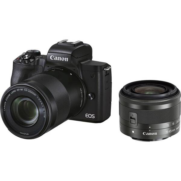 Digitálny fotoaparát Canon M50 Mark II + EF-M 15-45 + EF-M 55-200 čierny

