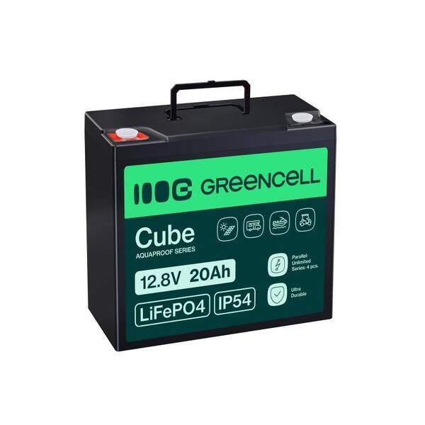 Olovený akumulátor Green Cell CUBE LiFePO4, 20Ah, 12.8V, 256Wh pre traktor, elektrické vozidlá čierny

