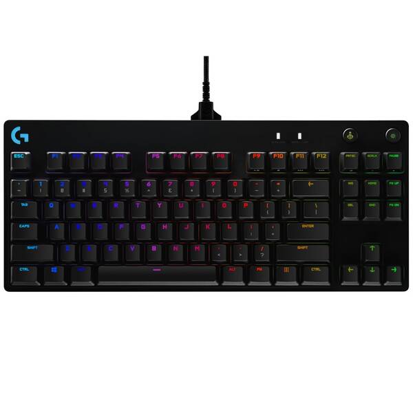 Klávesnica Logitech G Pro, GX Blue Clicky, US čierna


