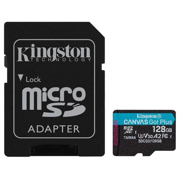 Pamäťová karta Kingston MicroSDXC 128GB UHS-I U3 (170R/90W) + adaptér 

