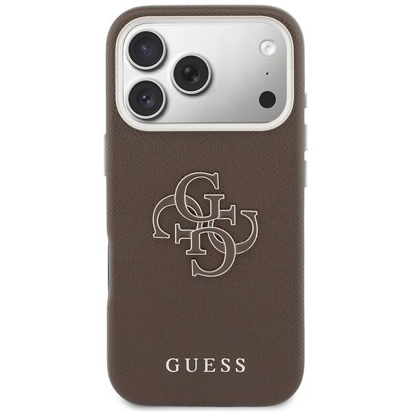 Kryt na mobil Guess PU Resin Logo na Apple iPhone 17 Pro hnedý

