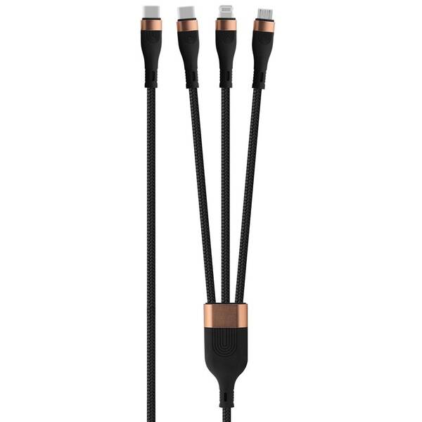Kábel WG 3v1 USB-C/Micro USB, Lightning, USB-C, 100 W, 1,5 m čierny/zlatý

