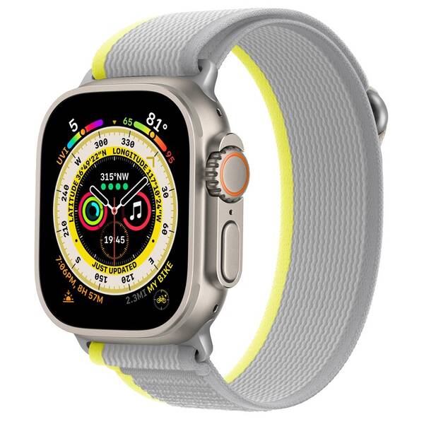 Remienok Cubenest Trail Loop na Apple Watch 42/44/45/Ultra 49 mm sivý/žltý

