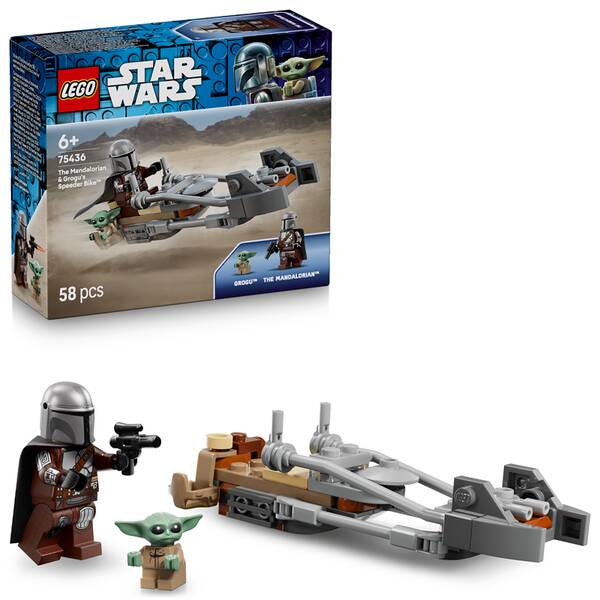 Stavebnica LEGO® Star Wars™ 75436 Mandalorian, Grogu a spídrová motorka 


