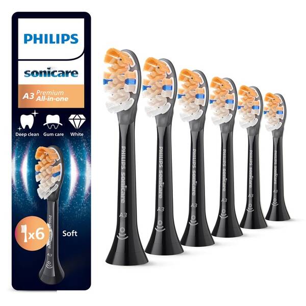 Náhradné hlavice Philips HX9096/88 (6 ks) čierna

