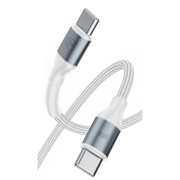 Kábel 3mk Hyper N-SERIES USB-C/USB-C, 100W, 1m biely

