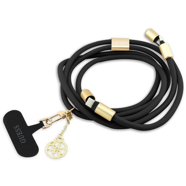 Kábel Guess Crossbody 4G Charm s nabíjacím káblom USB-C/USB-C čierny

