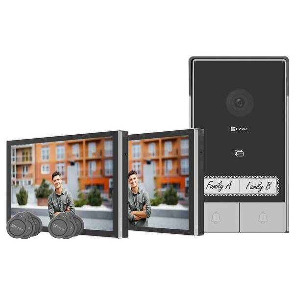 Dverný videotelefón EZVIZ HP7 2-Family Kit čierny

