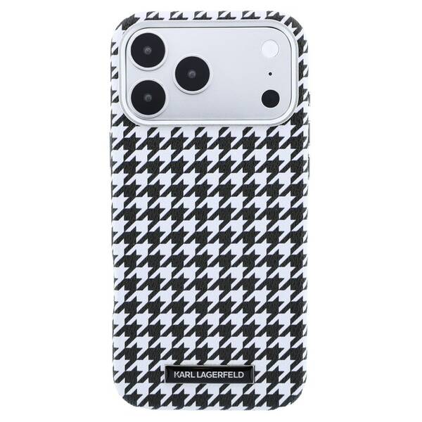 Kryt na mobil Karl Lagerfeld PU Houndstooth Resin Plate MagSafe na Apple iPhone 17 Pro čierny

