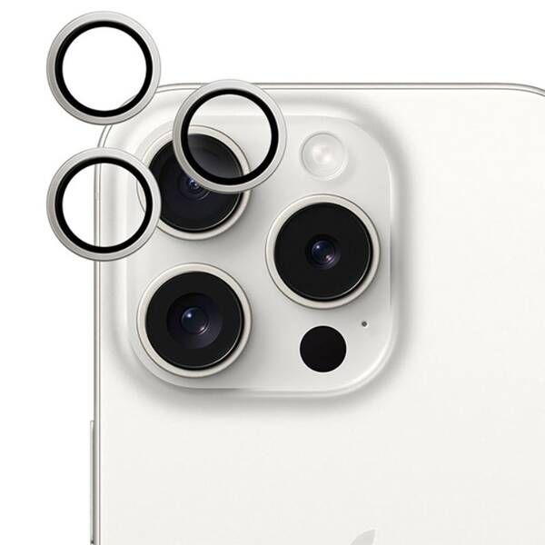 Ochranné sklo šošovky fotoaparátu Epico Aluminium Lens Protector na Apple iPhone 15 Pro/15 Pro Max strieborné

