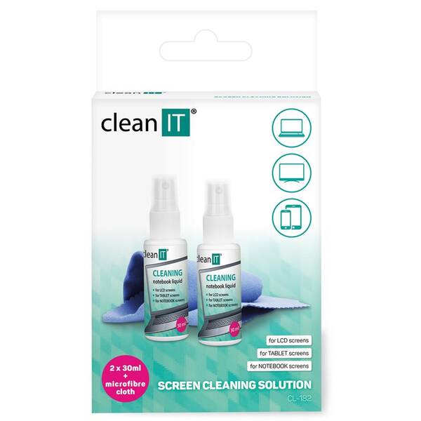 Čistiaca sada Clean IT roztok na notebooky s utierkou, 2x30ml 

