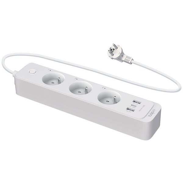Kábel predlžovací TP-Link Tapo P300, Smart Wi-Fi, 3x zásuvka + 2xUSB, 1xUSB-C, Homekit, 1,5m biely

