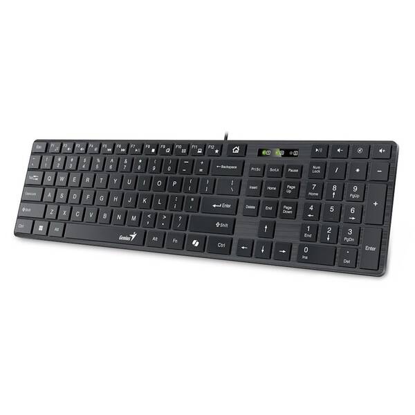 Klávesnica Genius Slimstar 126, drôtová, copilot, USB, CZ+SK layout čierna

