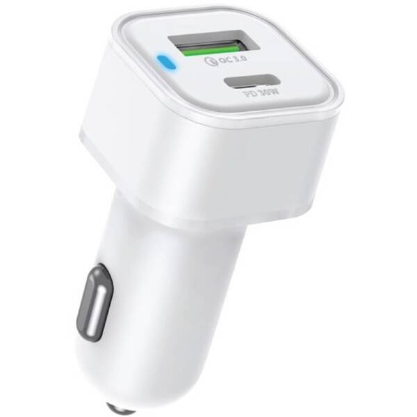 Adaptér do auta Sturdo 48W PD 30 W + QC 3.0 18W biely

