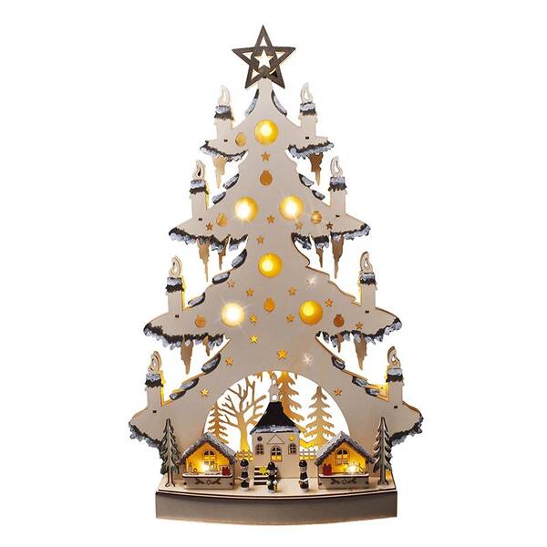 LED dekorácie Solight drevený vianočný stromček, 23x LED, prírodná farba, 64cm, 2x AA 

