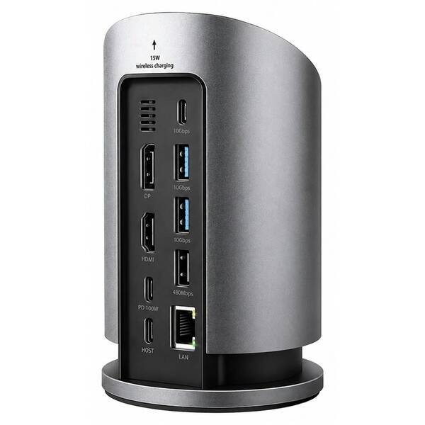 Dokovacia stanica Axagon Wireless Charging 9in1 hliník


