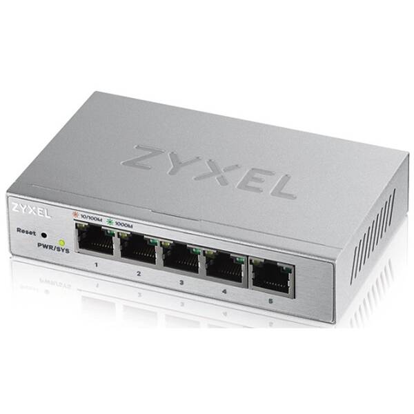 Switch ZyXEL GS1200-5, 5 port, 10 Gbps strieborný


