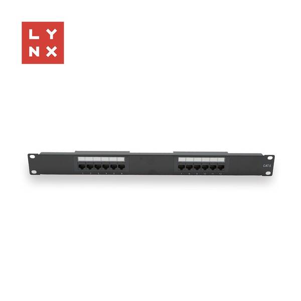 Držiak Lynx 19" patch panel 12port, UTP Cat6, 50µ, nestíněný čierny

