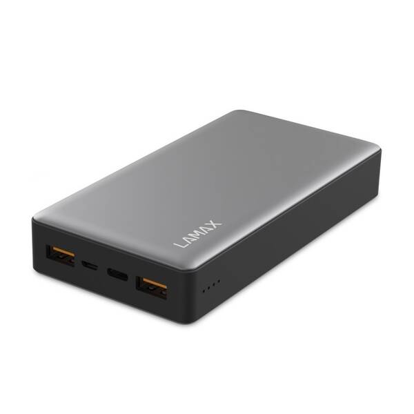 Powerbank LAMAX 20 000 mAh, USB-C PD, QC 3.0 strieborný

