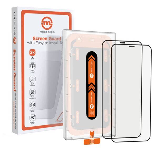 Tvrdené sklo Mobile Origin Orange Screen Guard Apple iPhone 11 Pro/XS/X s aplikátorom, 2 pack čierna

