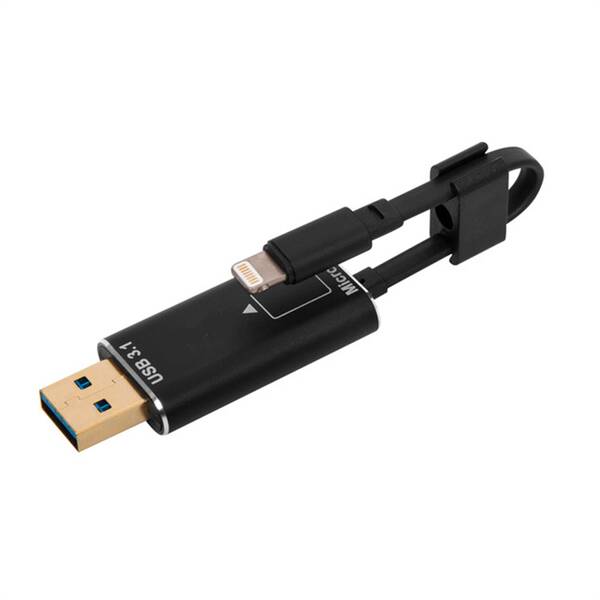 Redukcia Arkas USB-A/Lightning + microSD reader čierna

