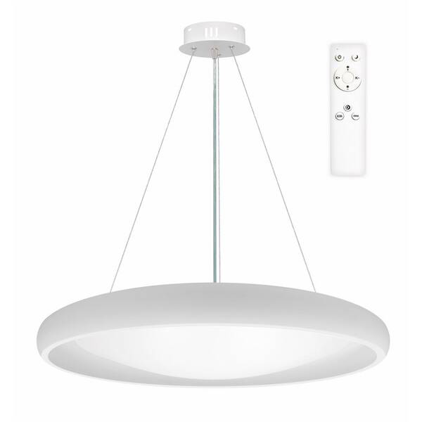 Závesné svietidlo Top Light Salerno 60BZ RC. s diaľkovým ovládačom, 60W, 6000lm, stmievanie, pamäť, priemer 60cm, výška 120cm biele

