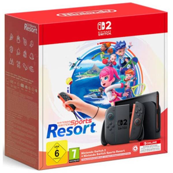 Herná konzola Nintendo Switch 2 + Sports Resort + Nintendo SWITCH online predplatné na 3 mesiace čierna

