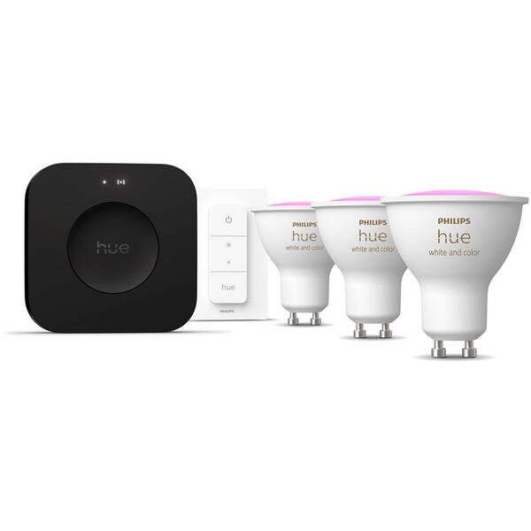 Štartovacia sada Philips Bluetooth, GU10, 400 lm, White and Color Ambiance (3 ks) + Bridge + Switch 

