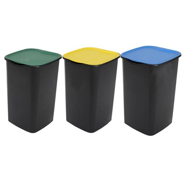 Odpadkový kôš na triedený odpad Belli E Forti TRIO BF1101AS21, 3×50 l čierny

