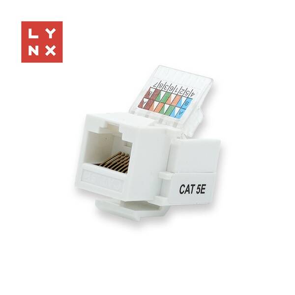 Spojka Lynx UTP Cat5e, samozařevácí, 90 stp. biela

