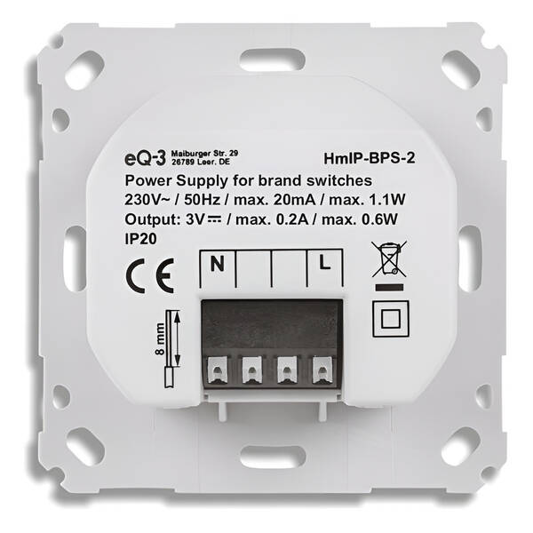 Napájací zdroj Homematic IP batériových komponentov 55 mm - 3 V, zápustná montáž 

