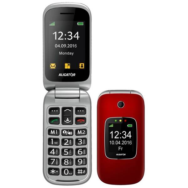 Mobilný telefón Aligator V650 Senior strieborný/červený

