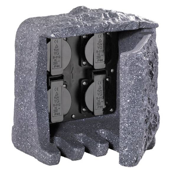Vonkajšia zásuvka TRIO Garden Socket, 4x zásuvka sivá

