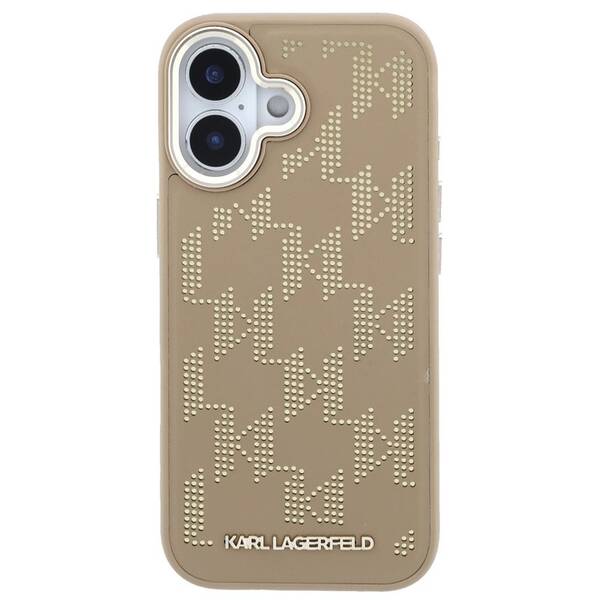 Kryt na mobil Karl Lagerfeld PU Perforated Monogram MagSafe na Apple iPhone 17 béžový

