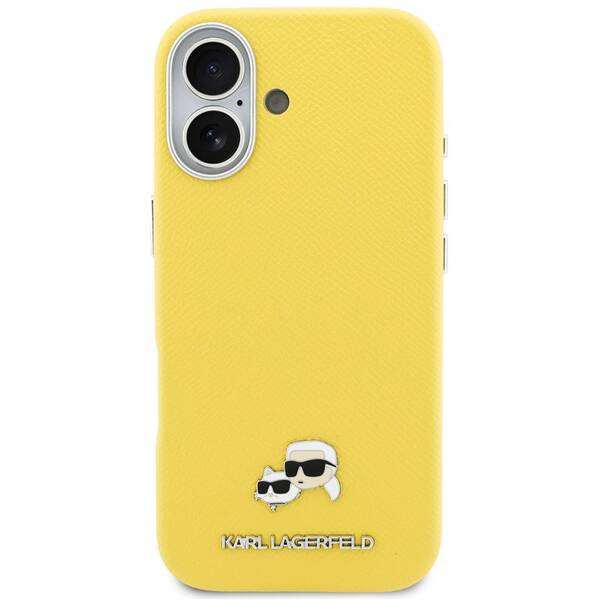 Kryt na mobil Karl Lagerfeld PU Karl and Choupette Heads Pins MagSafe na Apple iPhone 17 žltý

