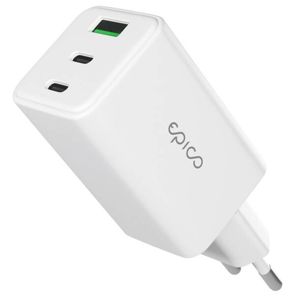 Nabíjačka do siete Epico UltraBoost GaN 65W 1x USB-A/2x USB-C biela

