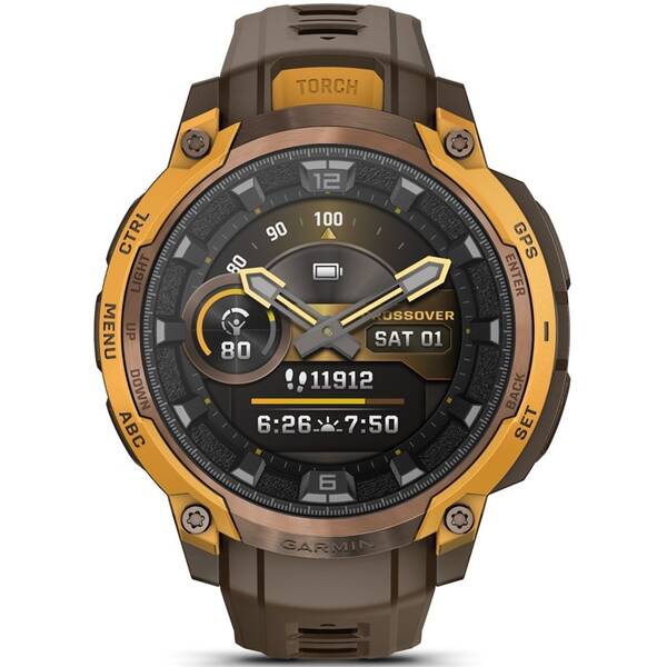 Inteligentné hodinky Garmin Instinct Crossover AMOLED hnedé/oranžové

