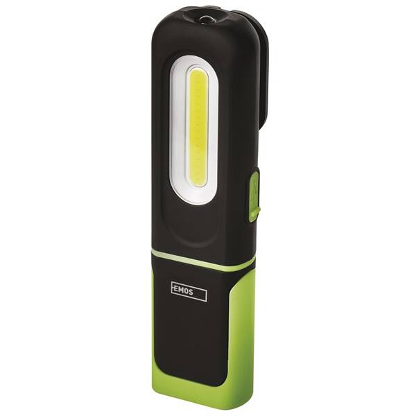 Lampáš EMOS COB LED + SMD LED, 330 lm, 1200 mAh čierna/zelená

