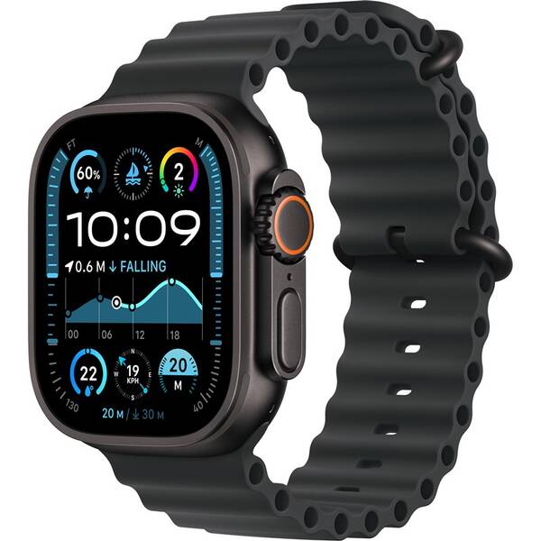 Inteligentné hodinky Apple GPS + Cellular 49mm čierny titán - čierny oceánsky remienok 

