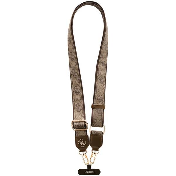 Popruh na krk Guess Crossbody PU 4G Metal Logo hnedý

