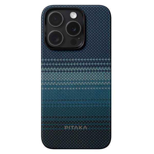 Kryt na mobil Pitaka MagEZ 4 moonrise na Apple Iphone 15 Pro čierny/modrý

