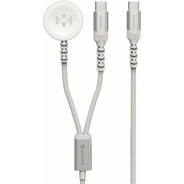 Nabíjací kábel Swissten 2v1 pro Apple Watch USB-C/USB-C 1,2 m biely

