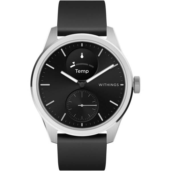 Inteligentné hodinky Withings ScanWatch 2 42 mm se silikonovým řemínkem + kožený řemínek čierna

