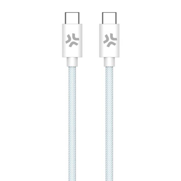 Kábel Celly USB-C/USB-C, opletený (bavlnený), 60 W, 1,5 m modrý


