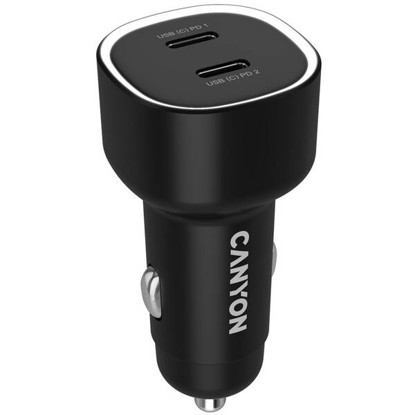Adaptér do auta Canyon OnDrive 60 PD 60W 2xUSB-C čierny

