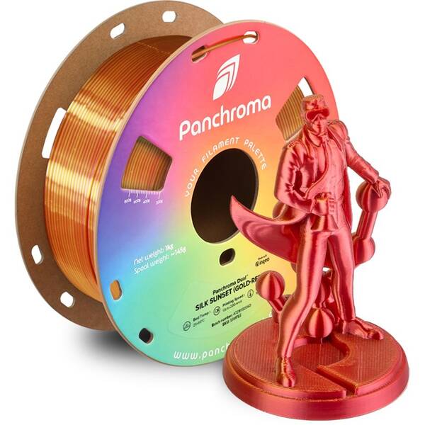 Tlačová struna (filament) Polymaker Panchroma PLA Dual Silk červený/zlatý

