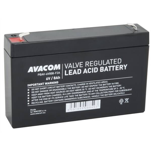 Olovený akumulátor Avacom 6V 8Ah F2 

