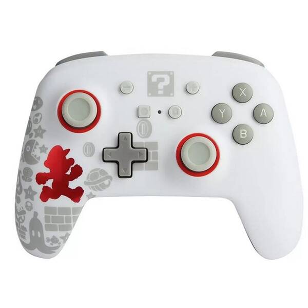 Gamepad PowerA Enhanced Wireless Controller, Nintendo Switch - Running Mario biely

